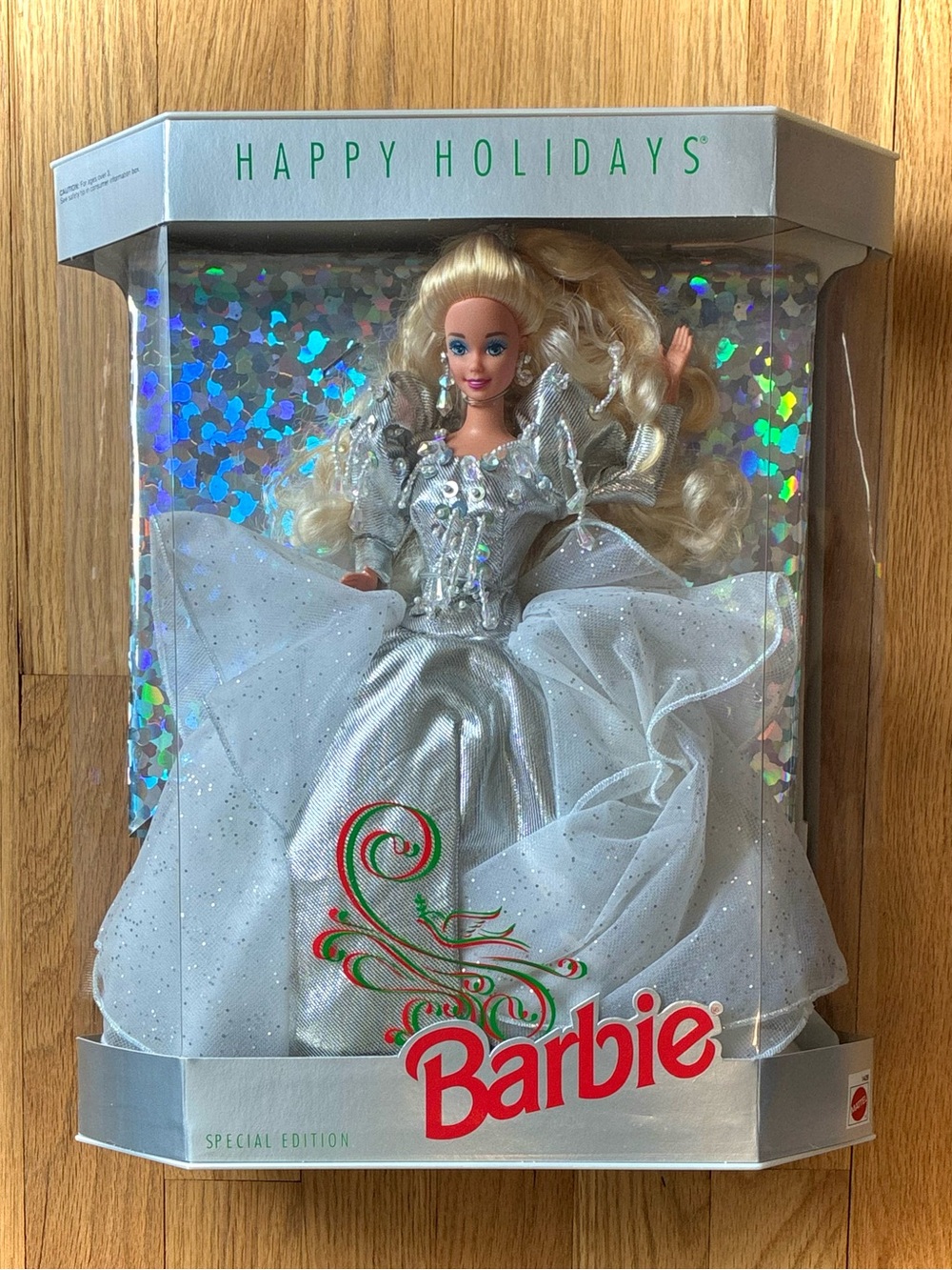 NWT BARBIE Happy Holidays Barbie 1992 Special Edition Silver
Gown #1429
